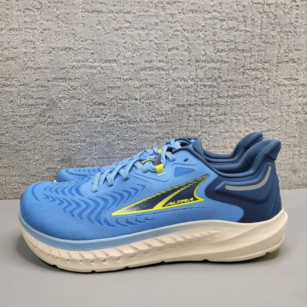 Altra Torin 7 Mens Size US 10.5 Blue White Wavy Low Top Lace Up Running Shoes